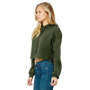 Sudadera Corta con Capucha para Mujer, Color Verde Sólido, 100% Algodón, Tejido Casual, Manga Larga, Ropa de Otoño, Hecha en Pakistán, Sudaderas Unisex - Product Image 1