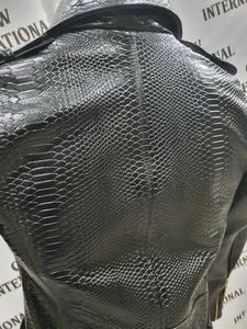 Customised All-Season Cow Skin for Crocodile Embossed <b>Biker</b> Style Black Leather <b>Jacket</b> Wholesale Supply From Pakistan - Product Image 5