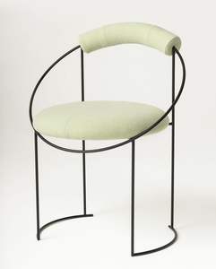 <b>Black</b> Ring Frame Puff Seat Ottoman <b>Chair</b> With Back Rest For Livingroom Entry Hallway Sitting Decorative Use Ottoman <b>Chair</b> - Product Image 1