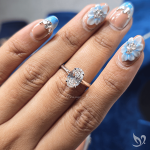 Bague de fiançailles et de mariage de luxe à taille ovale, diamant de laboratoire IGI de 2 carats, solitaire à double sangle en or massif 10K - Product Image 4