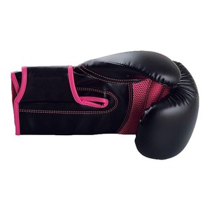 Guantes de Boxeo de Piel Sintética Negra con Ribete Rosa, Cierre de Velcro, Equipo de Entrenamiento para Adultos Unisex, Diseño Transpirable - Product Image 5