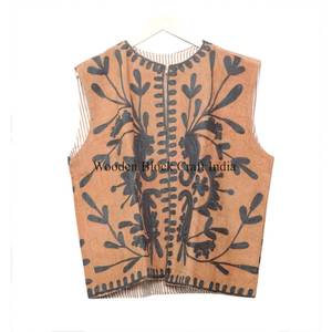 Chaleco Elegante de Algodón Bordado para Mujer, Chaqueta sin Mangas Corta para Invierno y Otoño, Hecha a Mano para Eventos y Fiestas - Product Image 4
