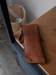 Vintage Cowhide Leather <b>Glasses</b> <b>Case</b> Luxury Handmade Pouch Slim Soft <b>Reading</b> Spectacles Protector Cover Bag LGC-0016 - Product Image 3