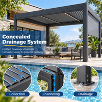 Pergola motorisée à lames orientables en aluminium 12x14 12x20 12x24, pergola extérieure rétractable avec télécommande et éclairage LED