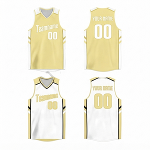 Maillot de basketball personnalisé sublimé haute performance 2026 tendance pour homme en polyester beige, tissu mesh respirant à séchage rapide, col en V - Product Image 1