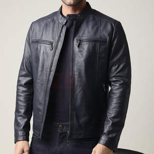 <b>Men</b> <b>Black</b> Quilted Genuine Leather Motorcycle Jacket Slim Fit Biker Leather Coat OEM ODM Factory - Product Image 3