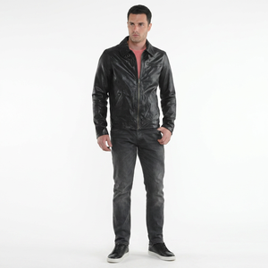 2026 New Customizable High Quality Men's Casual Vintage Style Zipper Closure Genuine <b>Leather</b> <b>Jackets</b> Breathable 320g= - Product Image 1