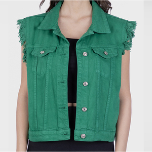 New Arrival 100% Cotton Quilted Knitted Stretchable Breathable Acid Wash Multi Pockets Distressed Sleeves Plain Women's - Product Image 5