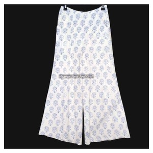 Indian Cotton Block Printed Palazzo <b>Pant</b> - Ladies <b>Summer</b> Wear Casual Wide Leg Palazzo <b>Pants</b>-Wholesale Cotton Palazzo - Bohemian - Product Image 3