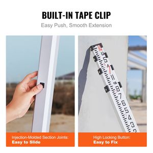Asta Telescopica in Alluminio da 14 Piedi/8 Sezioni, Scala Bilaterale da 1/8 Pollici, Asta di Livellamento Interamente in Alluminio - Product Image 5