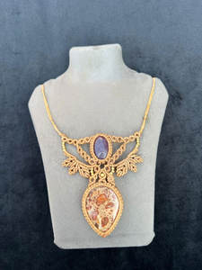 สร้อยคอไม้ไผ่ถักแบบมาคราเม่ประดับอเมทิสต์และแจสเปอร์ ศาสนาพุทธ เครื่องประดับหินธรรมชาติเพื่อการบำบัด HARI OM CREATIONS ขายส่งจากไจปุร์ - Product Image 4