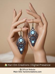 Boucles d'oreilles chandelier en macramé de labradorite faites à la main, plaquées or vintage, avec pierre précieuse verte chatoyante, bijoux artisanaux noués, vente en gros - Product Image 4