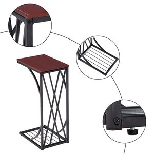 Tavolino Convertibile a Forma di C, Vassoio per Caffè, Tavolino Laterale con Contenitore per Arredamento Casa, Divano e Camera da Letto - Product Image 4