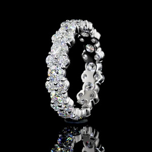 แหวนเพชรทรงกลมเพาะเลี้ยงในห้องปฏิบัติการ ประดับเพชรแบบ Eternity Band ตัวเรือนชุบโรเดียม ทอง 10K 14K 18K เงิน 925 935 ของขวัญสำหรับงานหมั้น - Product Image 3