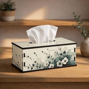 Floral Wooden Tissue Box Cover Tabletop Napkin Holder Custom Printed Decorative Tissue Case for Living Room Car - Product Image 3
