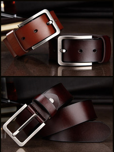 Ceinture en cuir véritable pour homme, design personnalisé, avec boucle à ardillon en alliage, style décontracté, ceintures décontractées - Product Image 3
