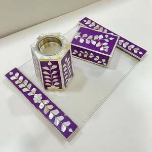 Juego de incensario LuxeAura con incrustaciones de nácar, acrílico artístico, con diseño de concha iridiscente, para una decoración elegante del hogar y la hostelería. - Product Image 6