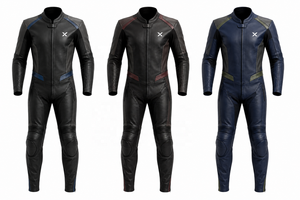 Traje de Motocicleta Ligero de Una Pieza en Cuero Urbano |   Negro Azul |   Fabricante OEM ODM |   Diseño de Calidad Premium | Ropa de Carreras - Product Image 5