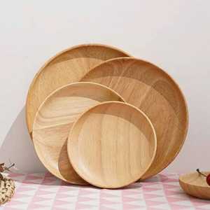 Natural Acacia Wood <b>Round</b> Serving Board <b>Wooden</b> Food Serving Plate Charcuterie Board Cheese Platter Dinner Plate Kitchen - Product Image 1