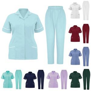 Uniforme Médico para Enfermeras, Bata de Nailon de Secado Rápido, Color Sólido, Cuello en V, Bolsillos, Manga Corta, Modelo Ametrine APC-37 - Product Image 3