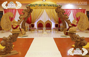 Magnífico Mandap Dorado para Bodas, Decoración de Mandap de Fibra para Bodas Indias en EE. UU., Decoración de Mandap Moderna y Lujosa para Bodas en Australia - Product Image 5