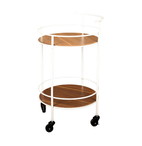 Carrito de Servicio con Marco Metálico Recubierto de Blanco para Hogar, Catering, Hotel, Restaurante, Cocina, con Portavasos y Porta Copas - Product Image 1