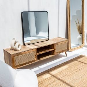 Mueble para TV de 2 Puertas Vandana Altis Sierra Rattan, Consola de Entretenimiento Moderna de Madera Maciza Tejida Natural - Product Image 3