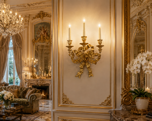 Crystal Venetian Baroque Luxury <b>Wall</b> <b>Sconce</b> Decorative <b>Wall</b> <b>Light</b> with Ornate Mirror Detailing Elegant Brass Arms crystal handle - Product Image 2