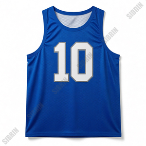 Maillot de basket personnalisé SIBRIN, sans manches, débardeur, uniforme d'équipe sportive, bleu royal uni, 100% polyester respirant - Product Image 5