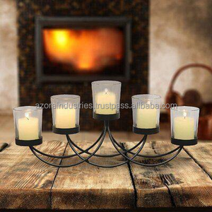 Portavelas de alambre de metal, centro de mesa elegante, acento elegante para comedor, sala de estar, exhibición del hogar - Product Image 3