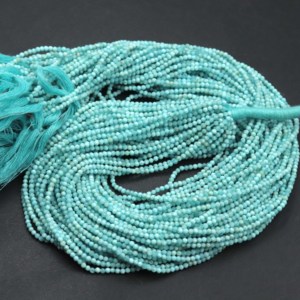 Perles facettées en Larimar naturel tendance, perles rondes de 2 mm pour accessoires de bijouterie, perles de pierres précieuses de qualité supérieure en gros - Product Image 1