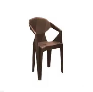 Sillón de diseño geométrico moderno para comedor, cocina o cafetería, mueble de plástico marrón elegante - Product Image 2