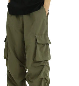 Pantalon cargo homme en coton respirant, coupe large, extensible, style utilitaire, motif chino, avec cordon de serrage latéral, d'occasion - Product Image 6