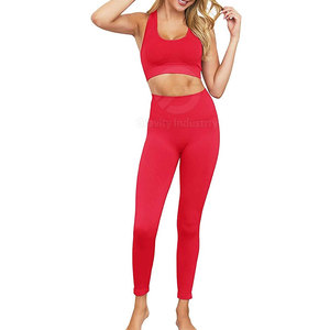 Ensemble de yoga pour femmes à prix abordable, marque privée, vente directe usine, faible MOQ, Spandex/Polyester, respirant, écologique, logo personnalisé sur le devant - Product Image 2