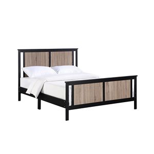 Letto Matrimoniale Connelly con Pannello Reversibile Nero/Noce Vintage, Letti in Legno Artigianali - Product Image 3