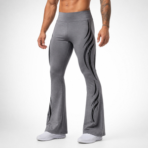 OEM Custom Men Yoga Wear Flare Leggings Low Waist Gym Workout <b>Pants</b> <b>Spandex</b> Polyester Men Street Style Legging Men Flare Tights - Product Image 2