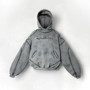 Pullover <b>Cropped</b> Hoodie <b>Men</b> Oversized Boxy Fit Long Sleeve Casual Cotton Sweatshirt Streetwear Fashion <b>Top</b> - Product Image 2