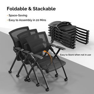 Set di 2 Sedie da Ufficio Impilabili per Sale Conferenze e Formazione, Design Pieghevole con Schienale a Molla, Seduta Imbottita e Ruote - Product Image 6
