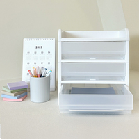 Cajonera de Escritorio Transparente A4 de 3 Niveles, Fabricada en Corea, Lista para Usar, para Documentos de Oficina, Papel, Hogar y Oficina
