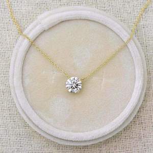 14K Yellow Gold IGI Certified Lab Grown CVD Round Brilliant Cut Diamond Necklace VS1 F Color Luxury Fine Jewelry For Sale - Product Image 1