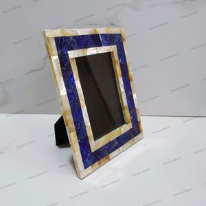 Handmade Resin Inlay <b>Photo</b> <b>Frame</b> with Mother Pearl Blue Decorative Tabletop <b>Frame</b> Portable Modern Design for Home Wedding Gift - Product Image 2