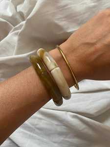 Handmade Marble Resin Tube Bangle Stackable Elastic Bamboo Bead Resin Craft <b>Stretch</b> <b>Bracelet</b> Women Fashion Jewelry - Product Image 1