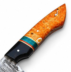 Cuchillo de Chef Santoku Japonés de Acero de Damasco Hecho a Mano de 6-7.9 Pulgadas con Mango Ambidiestro de Madera Multirresina, Lavado a Mano - Product Image 6
