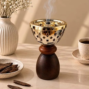Quemador de Incienso de Latón Hecho a Mano, Base de Madera de Sándalo, Difusor de Aromaterapia, Porta Incienso Metálico para Decoración del Hogar - Product Image 1