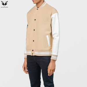 Latest Style Casual Sports Varsity Jacket, Wholesale Custom Wool & Soft Fleece Body with Full Leather Sleeves Men Jacket - Product Image 5