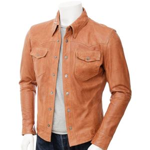 เสื้อเชิ้ตหนังพรีเมียมสำหรับผู้ชาย ทรงบ็อกซี่ ปิดกระดุม สวมใส่สบายๆ สำหรับฤดูหนาว ดีไซน์ทันสมัย เหมาะสำหรับกิจกรรมกลางแจ้ง รับผลิตตามแบบ OEM - Product Image 1