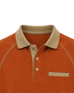 Camiseta Polo Personalizada para Hombre en Color Beige Anaranjado Quemado, Camiseta Polo de Golf Informal de Manga Corta, Transpirable, Mezcla de Algodón - Product Image 5