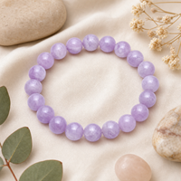 Bracelet extensible en perles de Kunzite naturelle 8 mm, style mignon pour femme, certifié par un tiers, pour usage quotidien