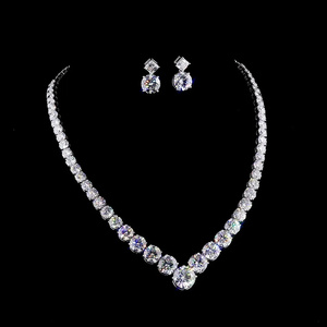 Parure de collier classique et tendance avec diamants de laboratoire gradués, chaîne à maillons, taille brillant, or blanc, bijoux de fiançailles, pour anniversaire et soirée - Product Image 4
