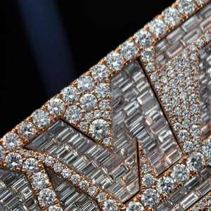 Custom Full Iced Emerald Cut Baguette Moissanite Pendant Necklace Trendy Hip Hop Style <b>Rope</b> <b>Chain</b> Made Silver Jewelry for - Product Image 4